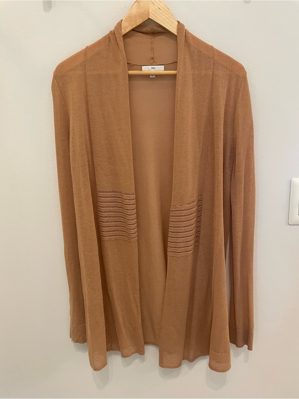 GAP Open-Front Cardigan in Camel Brown